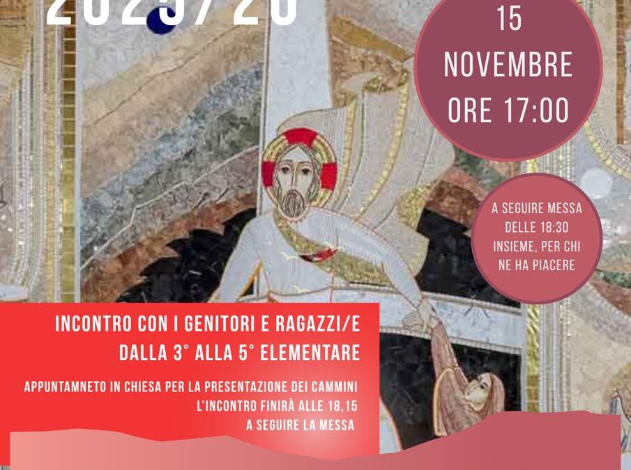 Catechismo 2025/26 – 15 Novembre ore 17,00 Parrocchia di Marina di Montemarciano