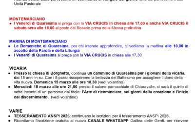 Avvisi Domenica 15 marzo 2026 – IV Domenica di Quaresima