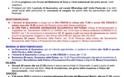 Avvisi Domenica 22 marzo 2026 – V Domenica di Quaresima