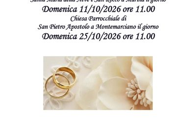 Festa anniversari di Matrimonio – Domenica 11 ottobre 2026 a Marina e Domenica 25 ottobre 2026 a Montemarciano- ore 11,00